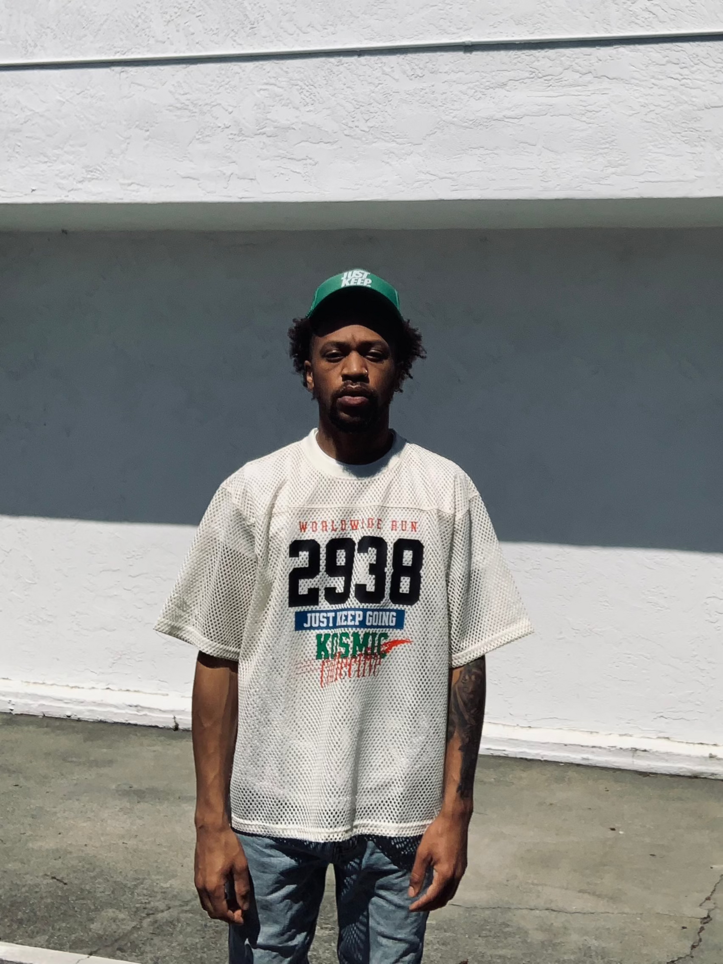 Just Keep Going "Worldwide Run" Mesh Jersey (Light Cream)